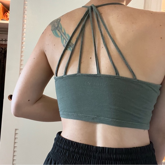 Olive green crop top tank strappy aeo - Picture 2 of 6